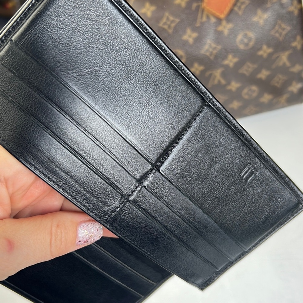 Auth. Dunhill Black Leather Long Bifold Wallet Card Bill holder Roomy Heavy duty - Picture 12 of 17